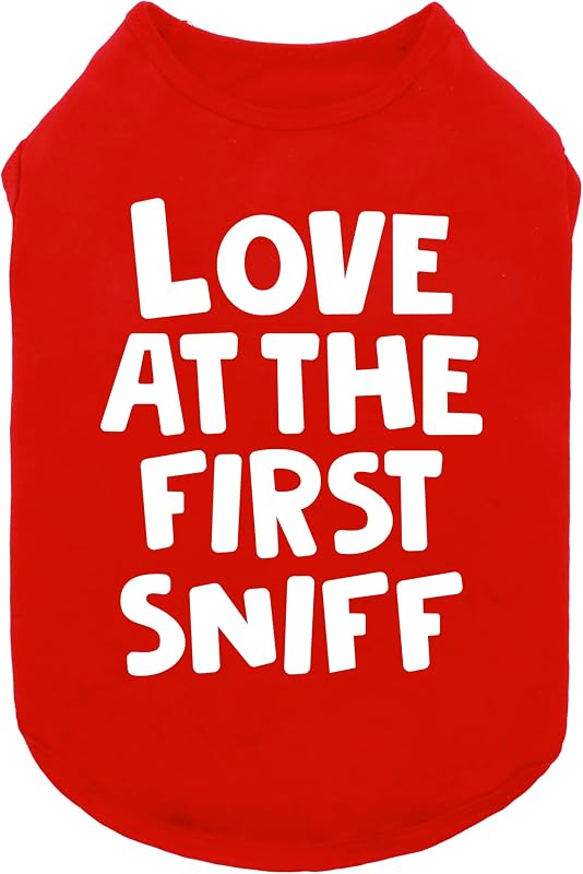 Camisa Regata para Cães e Gatos Fitwarm Love at The First Sniff, Algodão Respirável, Vermelha, XXL