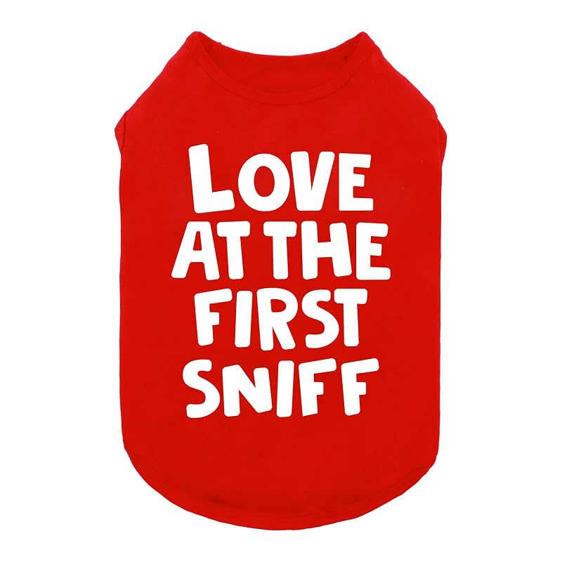 Camisa para cães pequenos e gatos Fitwarm Love at The First Sniff, algodão e elastano, Vermelho (Red), tamanho Grande