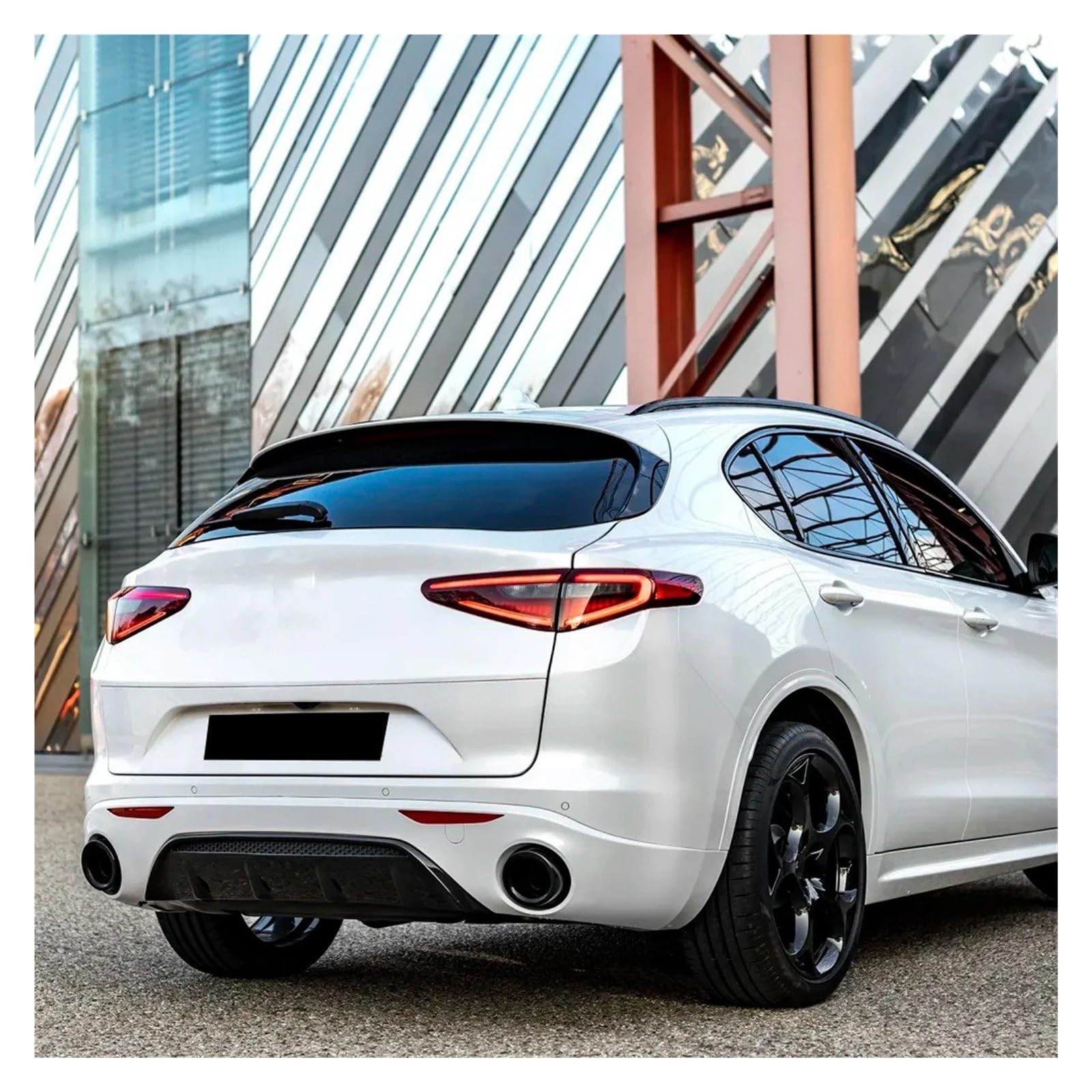 Paraurti Posteriore Diffusore Per Alfa Per Romeo Per Stelvio 2017 2018 2019 2020 2021 2022 2023 2024 Paraurti Posteriore Spoiler Labbro Diffusore Kit(Glossy Black)