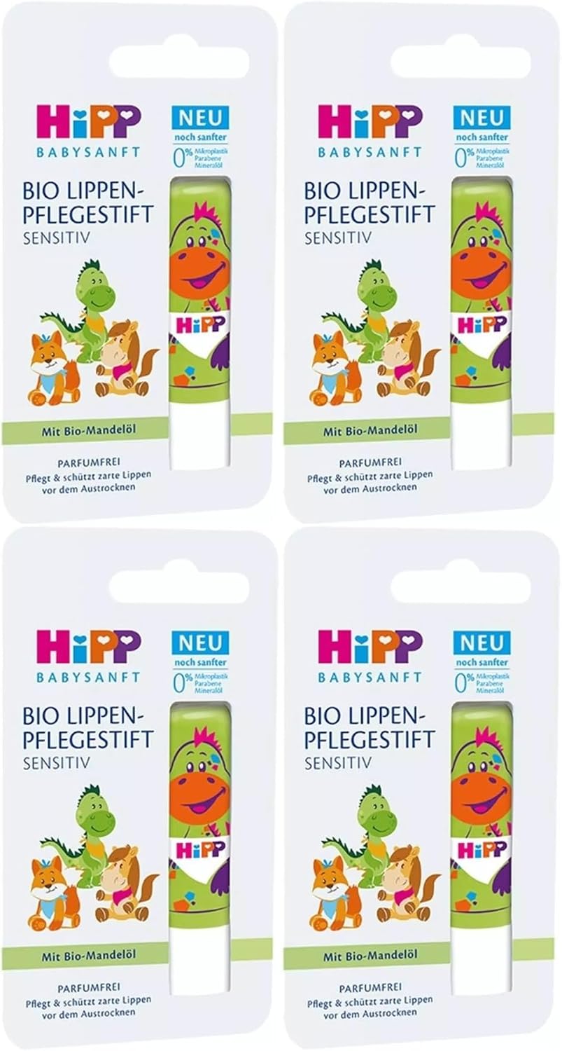 Hipp Babysanft Organik Dudak Nemlendiricisi Ultra Sensitiv, 4.8 GR, Yeşil, 4'lü Set