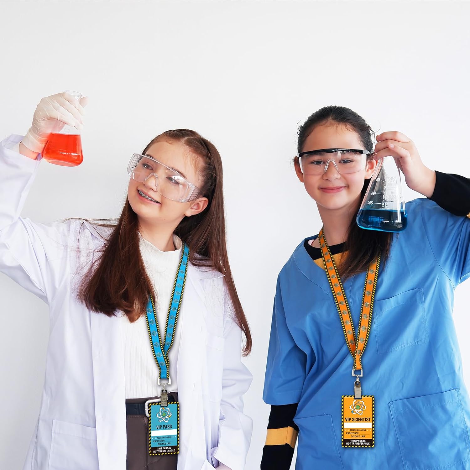 30 Sets Science Party VIP Pass Cards with Science Lanyards Bulk PVC Science VIP Pass Cards with Science Lanyards for Science Scientist Birthday Party Supplies School Science Class Party Gift - Image 5