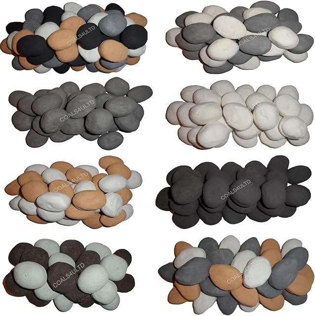 Coals 4 You 18 6CMP 18 6 DIFFERENT COLOURS Gas Fire Replacement Ceramic Pebbles Replacements/Bio Fuels/Ceramic/Boxed (White BEIGE GREY BLACK BROWN DUCK EGG)