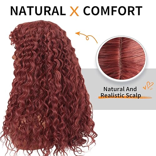 Miniatura 8 de Limerence Peluca larga y rizada para mujeres negras, peluca rizada negra natural con flequillo, pelucas rizadas con flequillo para mujer, 20