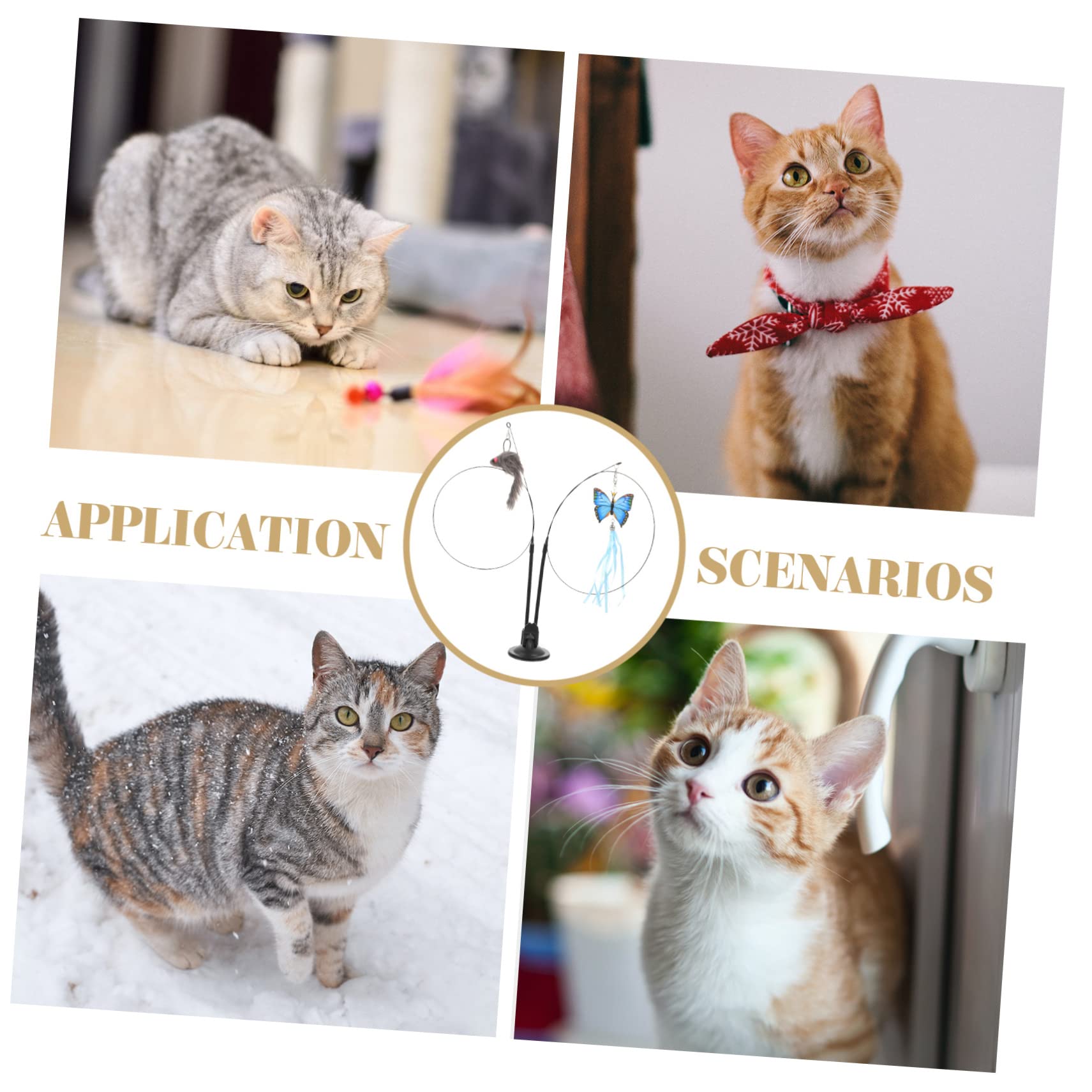 Yardwe 4stücke Doppelte Teaser-Sticks Für Katzen Mit Saugnapf Interaktives Spielzeug Für Katzen Fördert Und Mit Zwei Bunten Federaufsätzen Blaues Schmetterling Graue