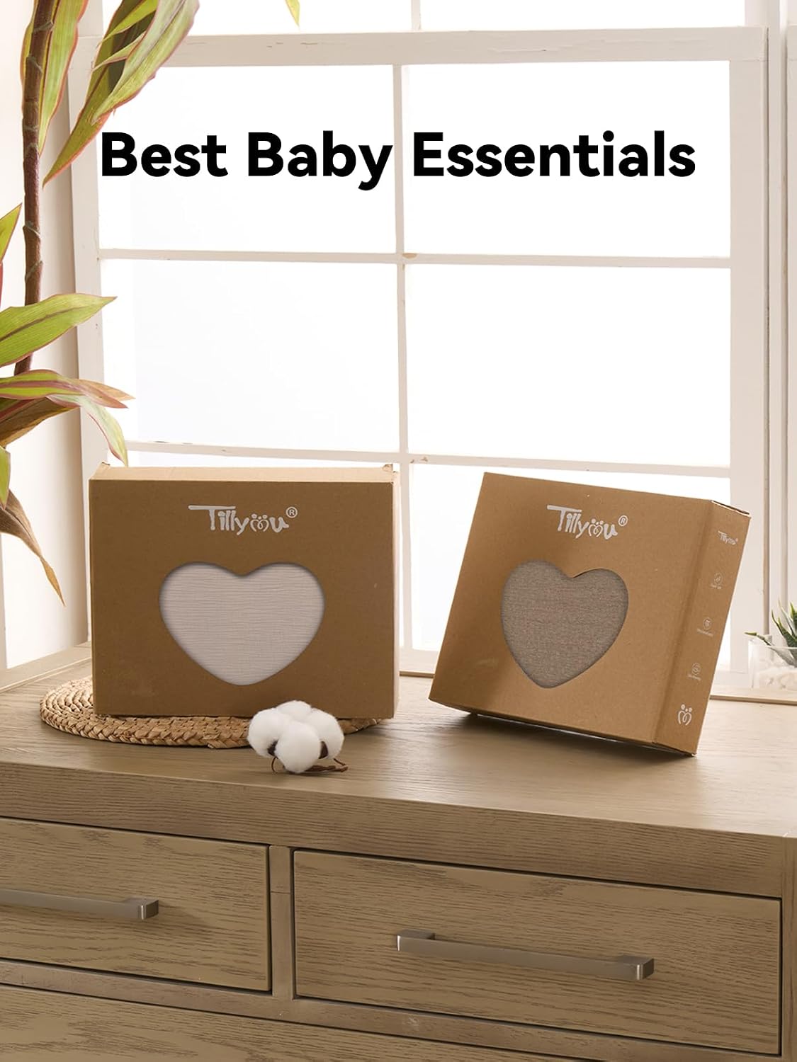 TILLYOU 3 Pack Muslin Swaddles for Newborns, Breathable and Soft Baby Blankets for Girls Boys, Cotton Blanket Baby Wrap Swaddle 47"X47", Gradient Brown