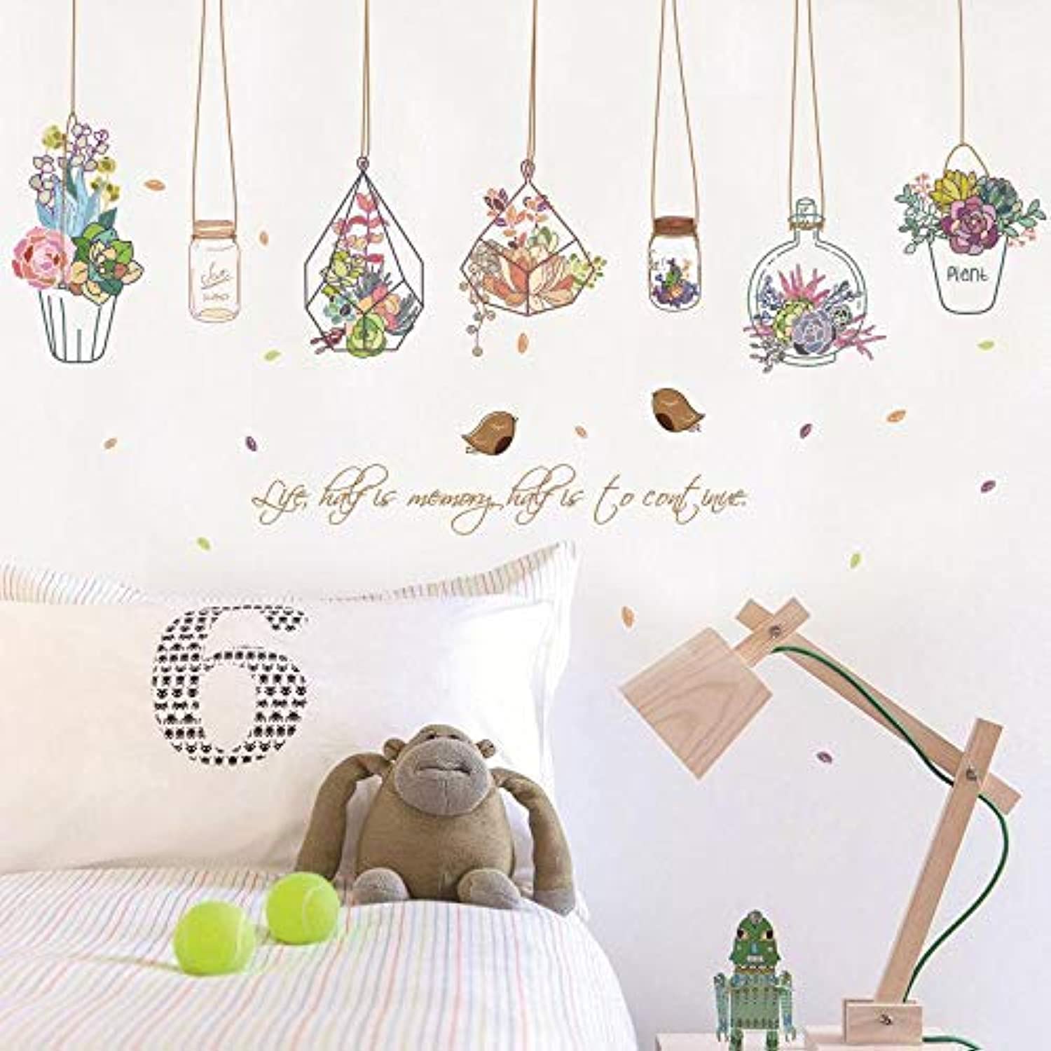 Home Decor PVC DIY for Kids Room Sticker Cartoon Flower Pot Basket Wall Stickers Dormitory Decoration Stickers Baby Bedroom Bedside Background Wall Stickers