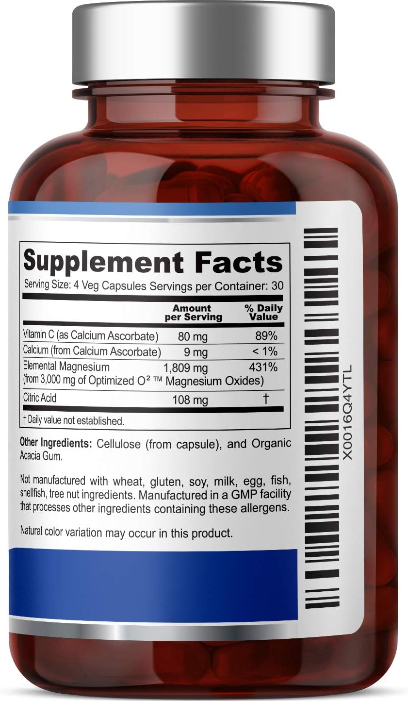 Oxytize 750 mg 120 Vcaps - Natural Magnesium Oxide Oxygen Based Colon Cleanse Gentle Laxative - Supports Healthy Digestive Tract Regularity