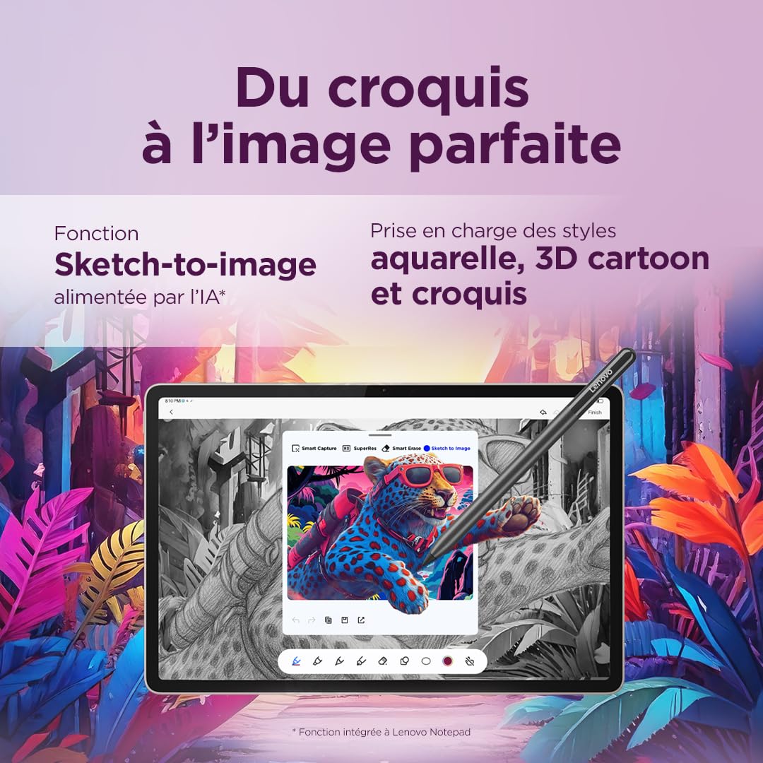 Lenovo Yoga Tab - Tablette Tactile 11.1'' 3.2K, 144Hz (Qualcomm Snapdragon 8 Gen 3 Mobile Platform, 6Coeurs, RAM 12Go, UFS 4.0 256Go, Android 15, Wifi7 + Bluetooth) Lenovo Tab Pen Pro - Seashell