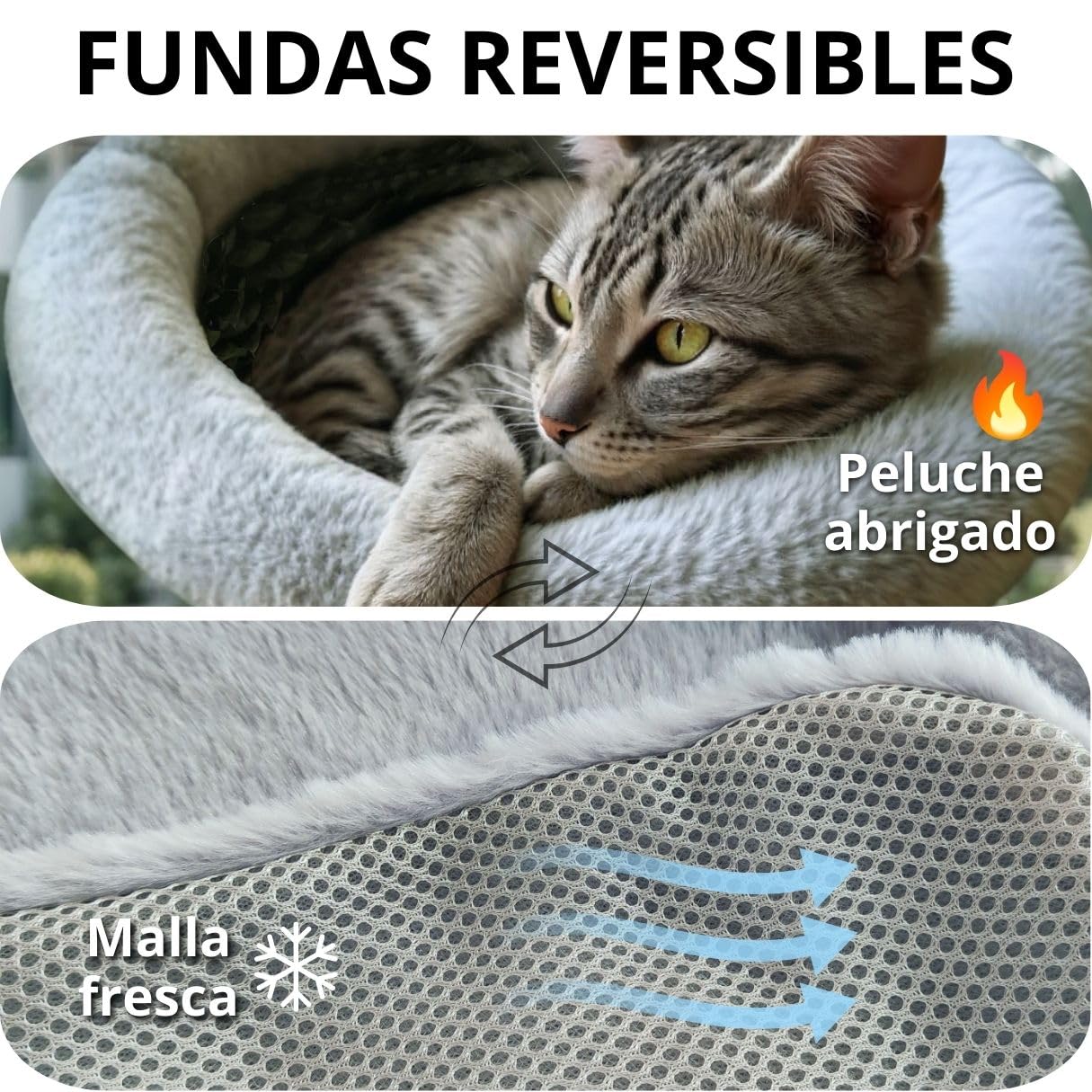 Hamac avec fenêtre pour chat avec coussin et housse pour chat + montage mural | Lit fenêtre pour chats jusqu'à 18 kg réversible été hiver | Lit chat gris