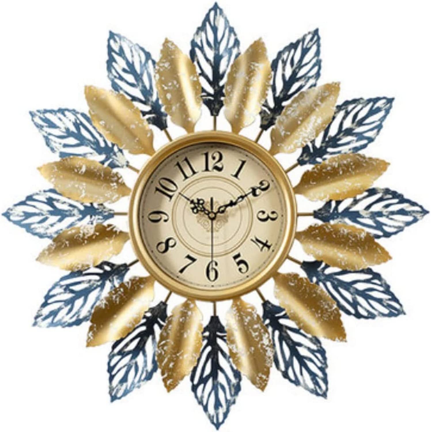 SaryEdge Wall Clock Art Large Wall Clock Large Wall Clocks Living Room Silent Non-Ticking Wall Clock American Creative Fashion Clock Restaurant Wall Decor Clock, White 70Cm-Gold-70c,Gold-70cm/28in