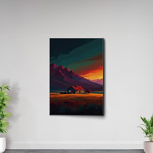 Miniatura 7 de Canvas Print Farmhouse On The Prairie Rustic Farmhouse Wall Art Framed Canvas Print Synthwave Rustic Mashup Art Watercolor print Decor Canvas, Wall