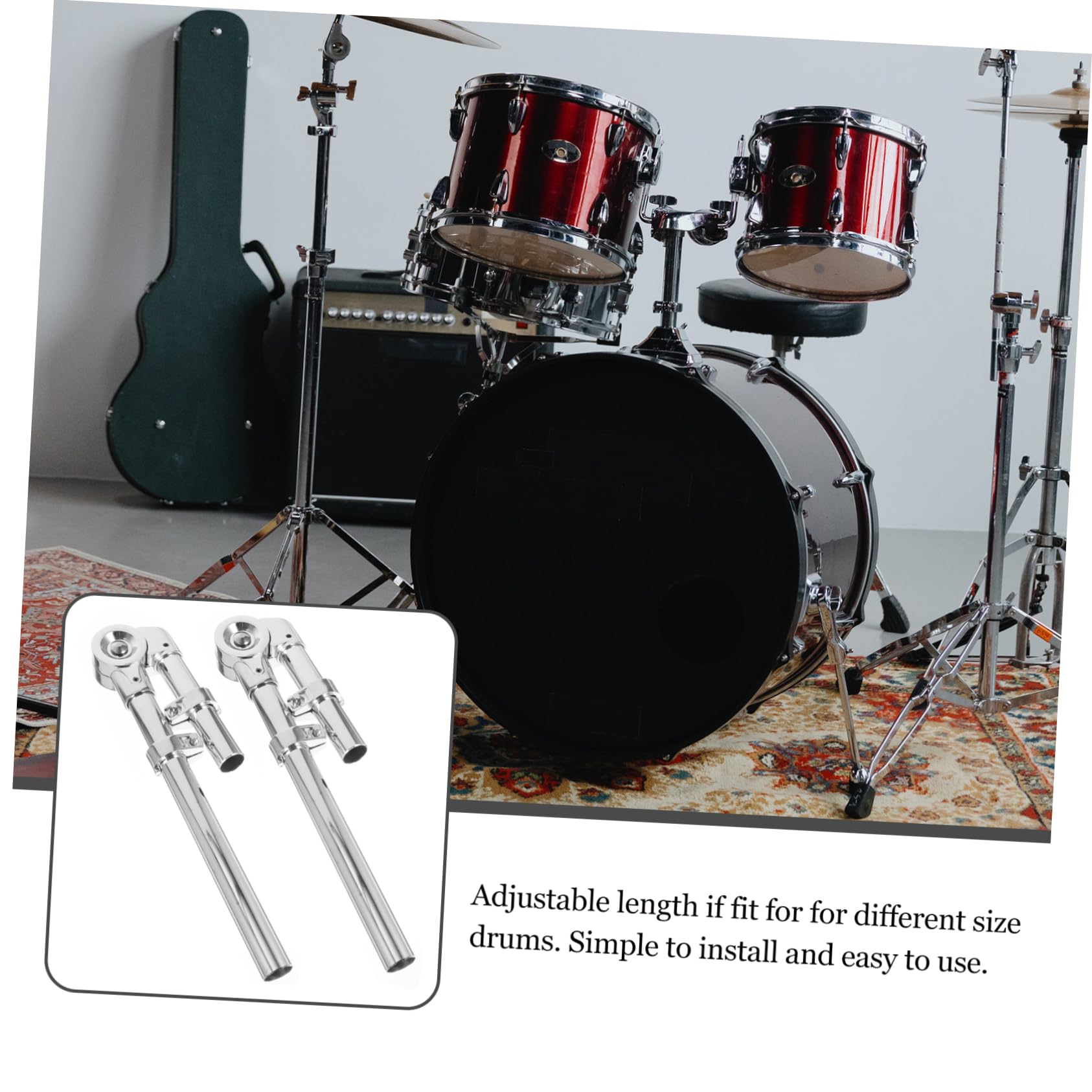 Support de Tom pour Batterie à Percussion en Métal Argenté, Stable et Facile à Utiliser, pour Fixation et Affichage D'instruments de Percussion