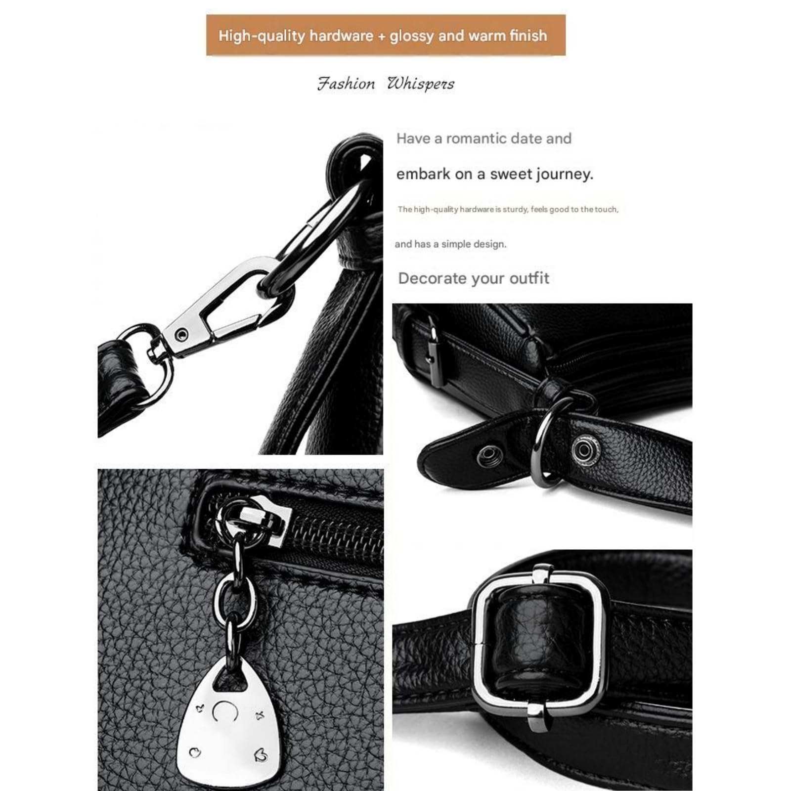 Borsa da Pendolare Casual di Grande capacità, Elegante, Semplice, Morbida, Donna-Nero