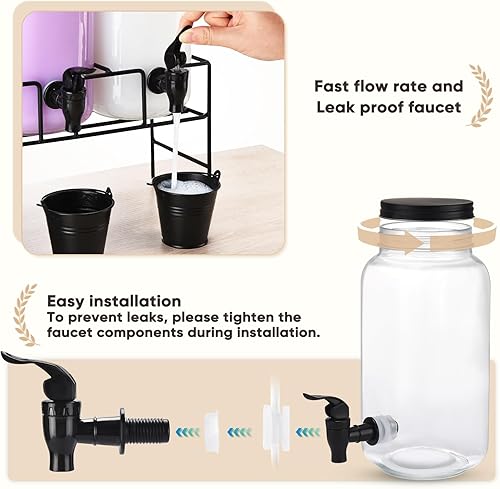 Miniatura 3 de GADFISH Dispensador de detergente líquido para ropa sucia, tres tarros de vidrio para detergente líquido, blanqueador, suavizante de tela,