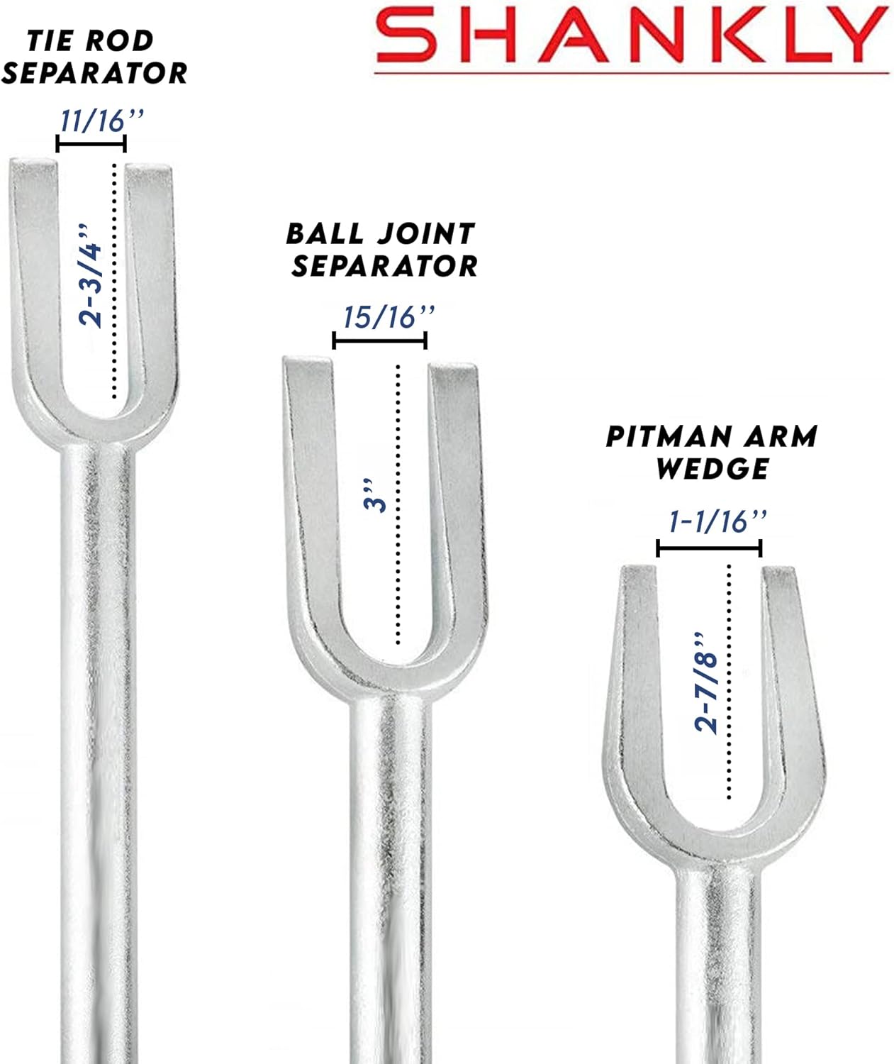 3 Piece Pickle Fork Tool Set Includes Ball Joint Separator Tool, Tie Rod Removal Tool, and Pitman Arm Wedge with Heavy-Duty Balljoint Tool Case