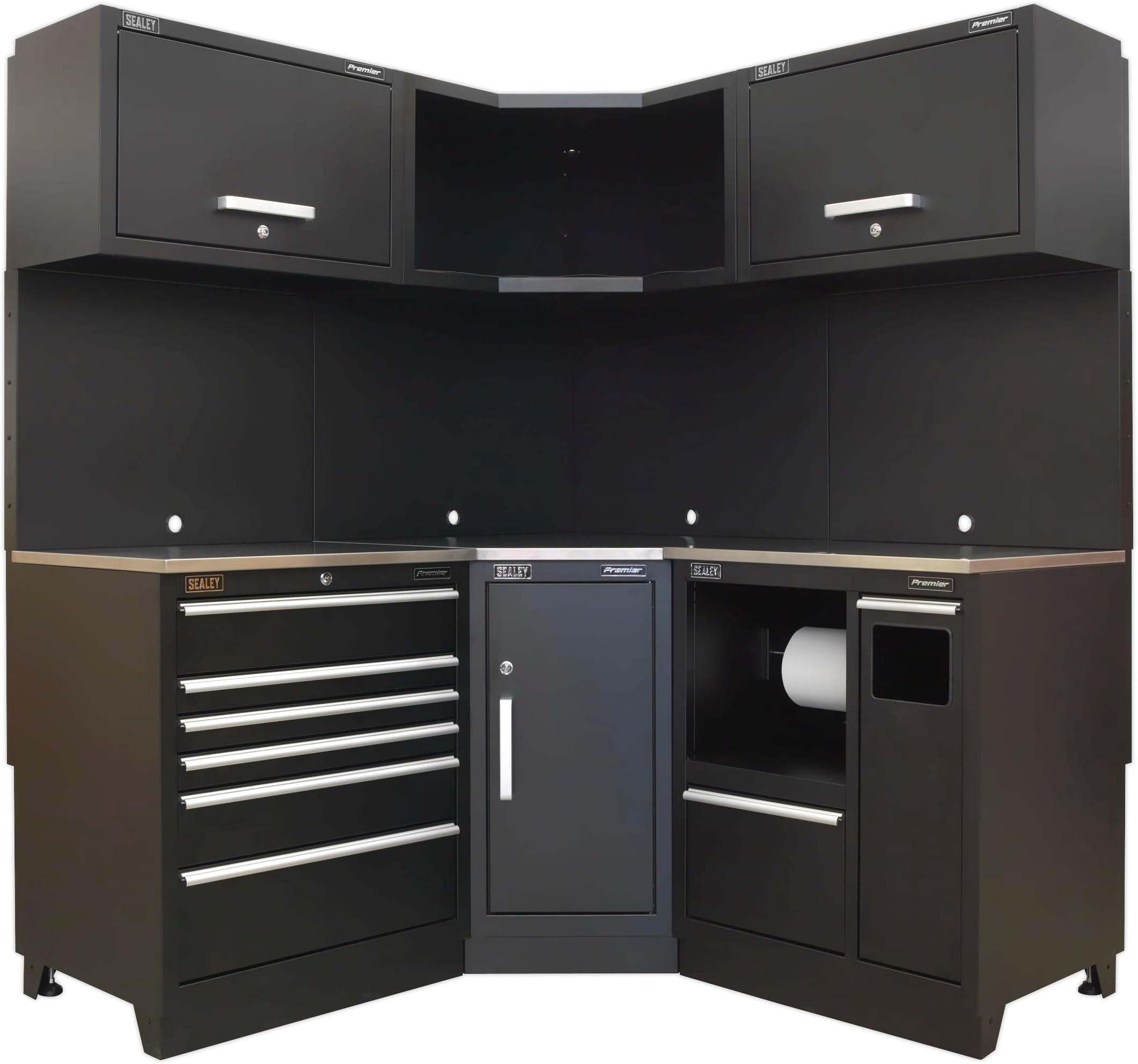 Sealey APMSCOMBO6SS Premier 1.7m Corner Storage System - Stainless Worktop