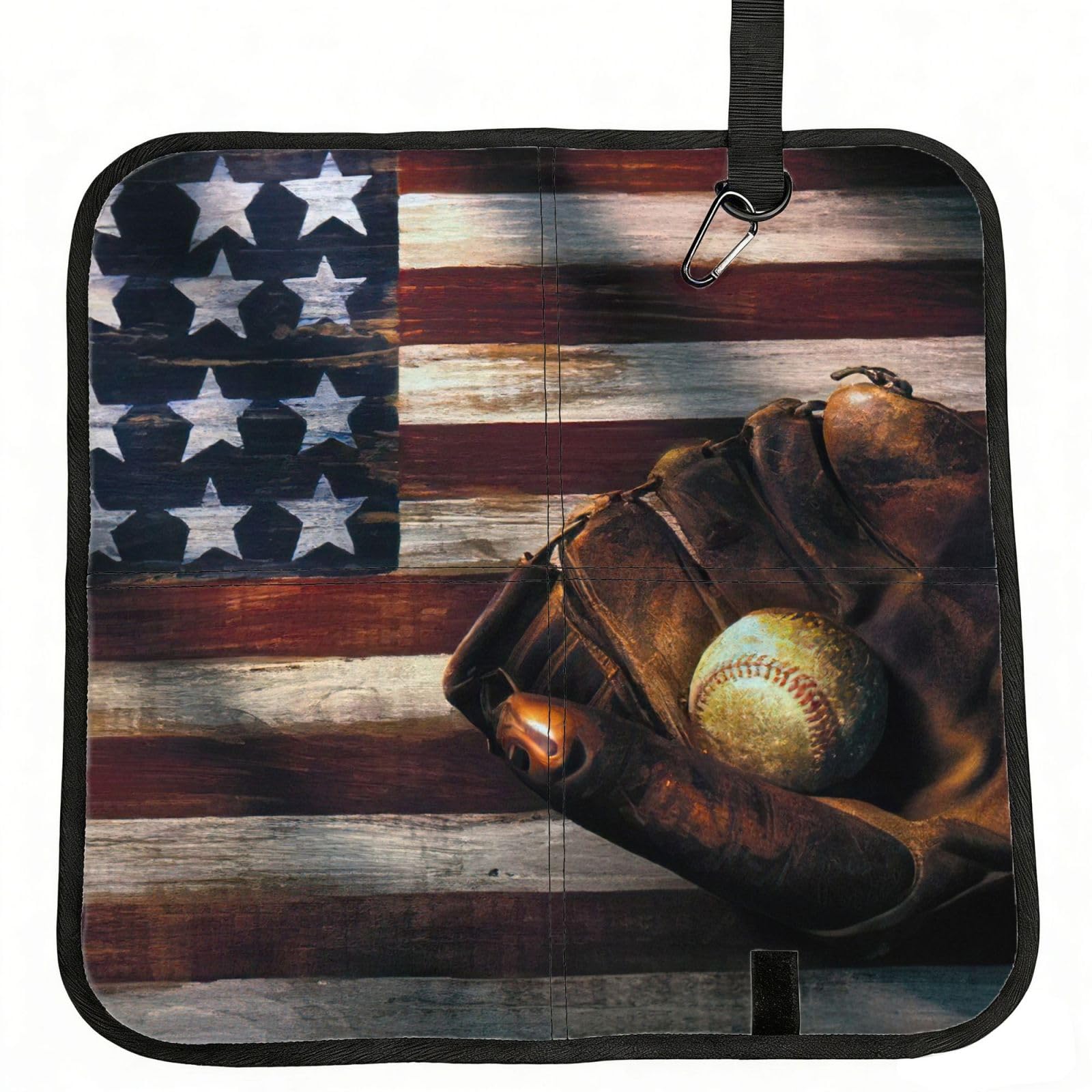 NImongt American Flag Baseball Print Portable Chair Pad Foldable Seat Cushion Outdoor Seating Office Picnic Camping