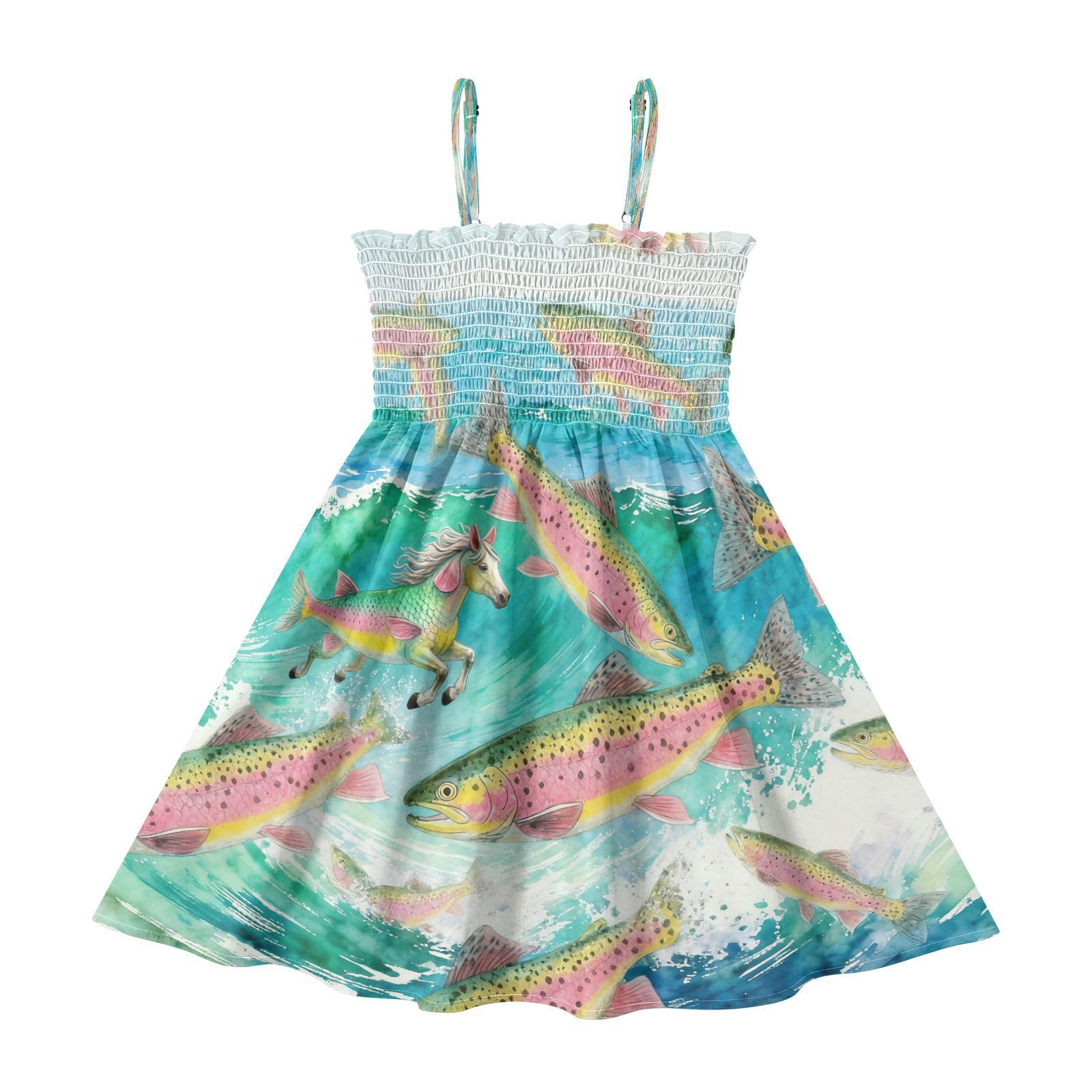 Girls Summer Cami Dress Spaghetti Strap Toddler Girl A Line Princess Dresses Kids Casual Outfit 2-8 Years