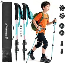 Clostnature Kids Trekking Poles for Hiking Collapsible Lightweight Hiking Poles, 2 Pack Aluminum Walking Sticks for Children, Teenagers, Retractable Trekking Sticks for Climbing, Backpacking