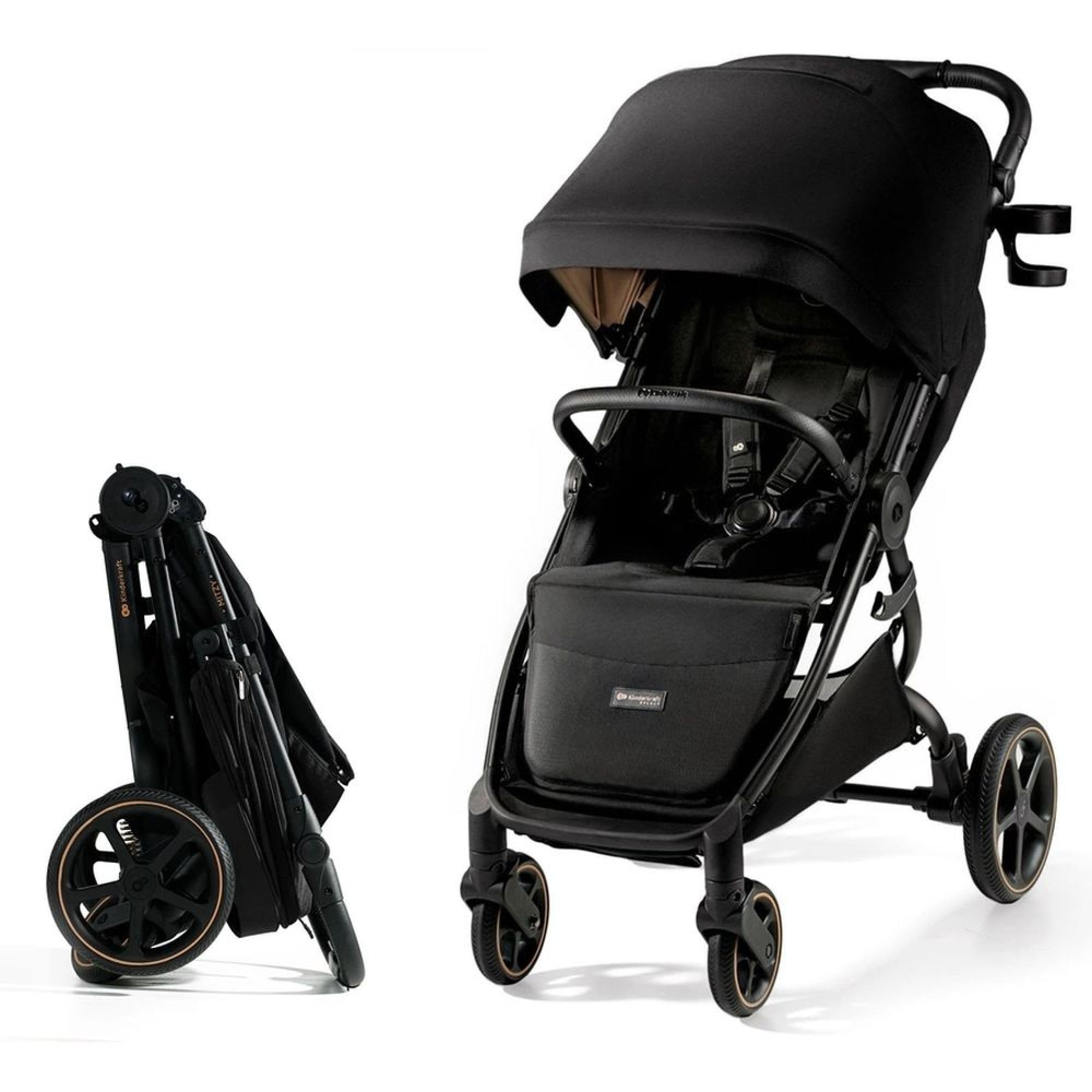 Kinderkraft MITZY Buggy fino a 22 kg, Passeggino Reclinabile, Carrozzina, Leggero, Facilmente Pieghevole, Schienale e Poggiapiedi Regolabili, Posizione Sdraiata, Ideale per I Viaggi, Nero