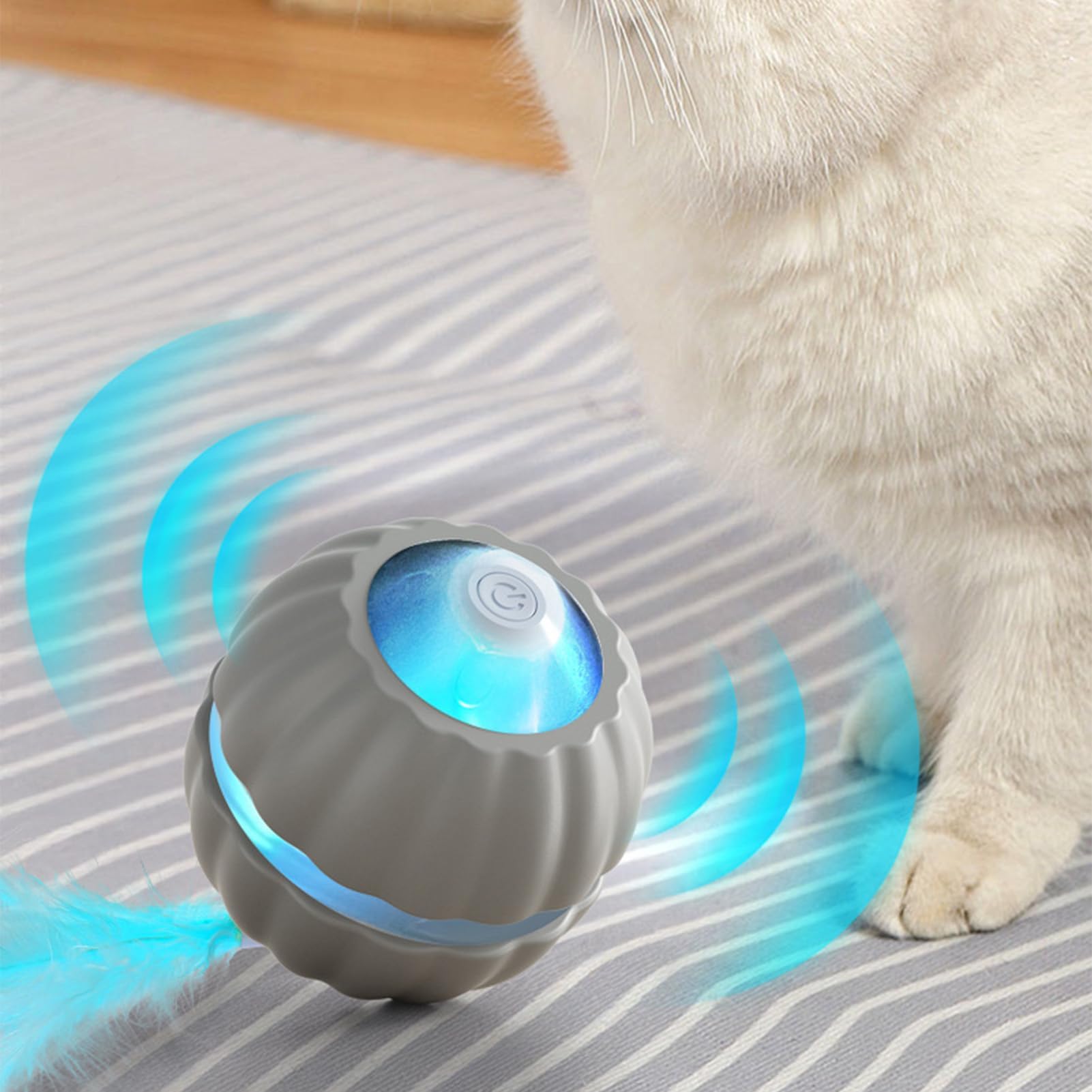 Juguetes para Gatos， Bola interactiva de Juguetes for Gatos en Movimiento automático | Accesorios for Gatitos Inteligentes móvil(Grey)