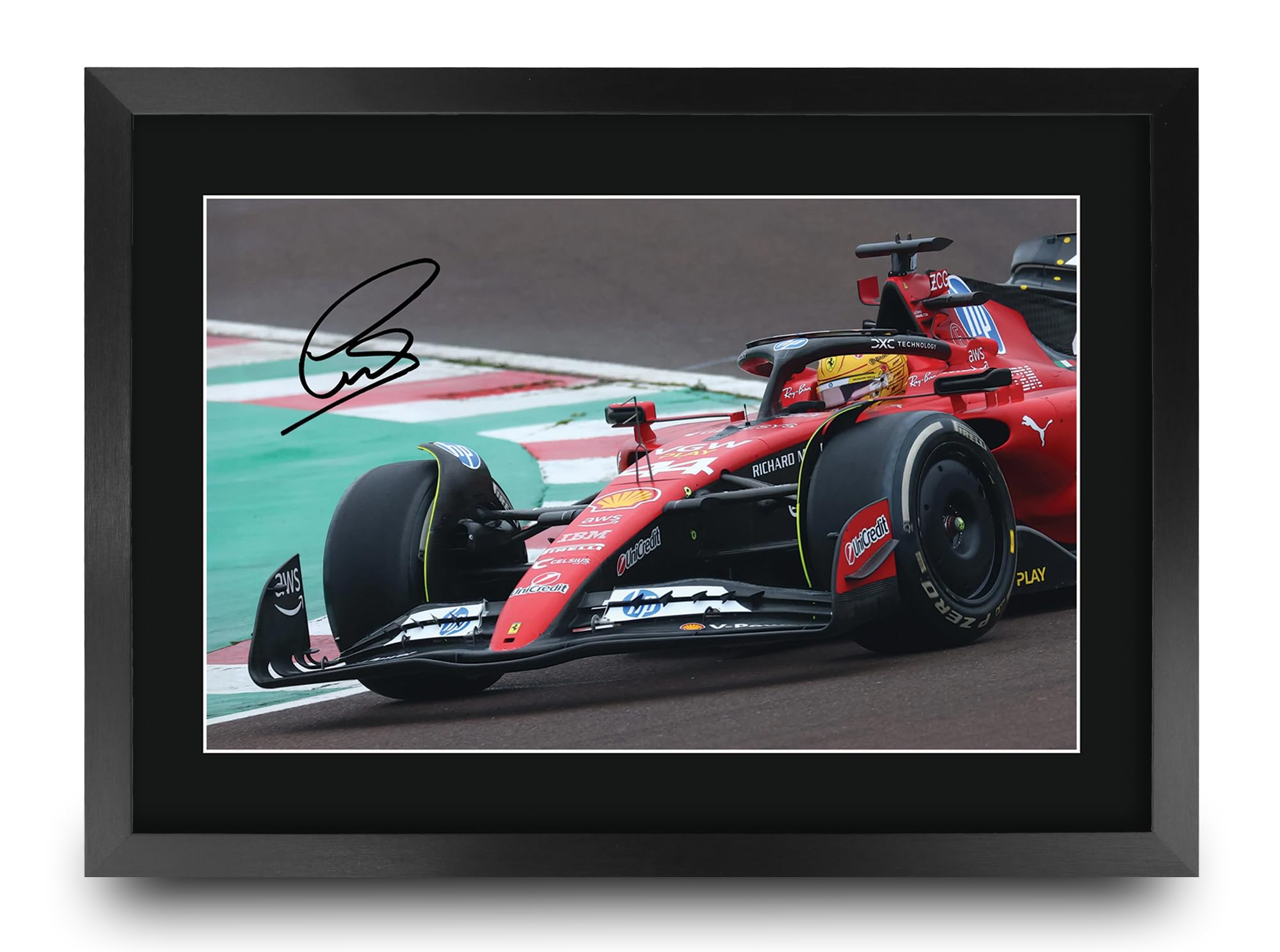 HWC Trading Lewis Hamilton Ferrari Gifts Printed Signed Autograph Picture for F1 Formula 1 Racing Fans (ID-000134) - A3 Framed — image 1