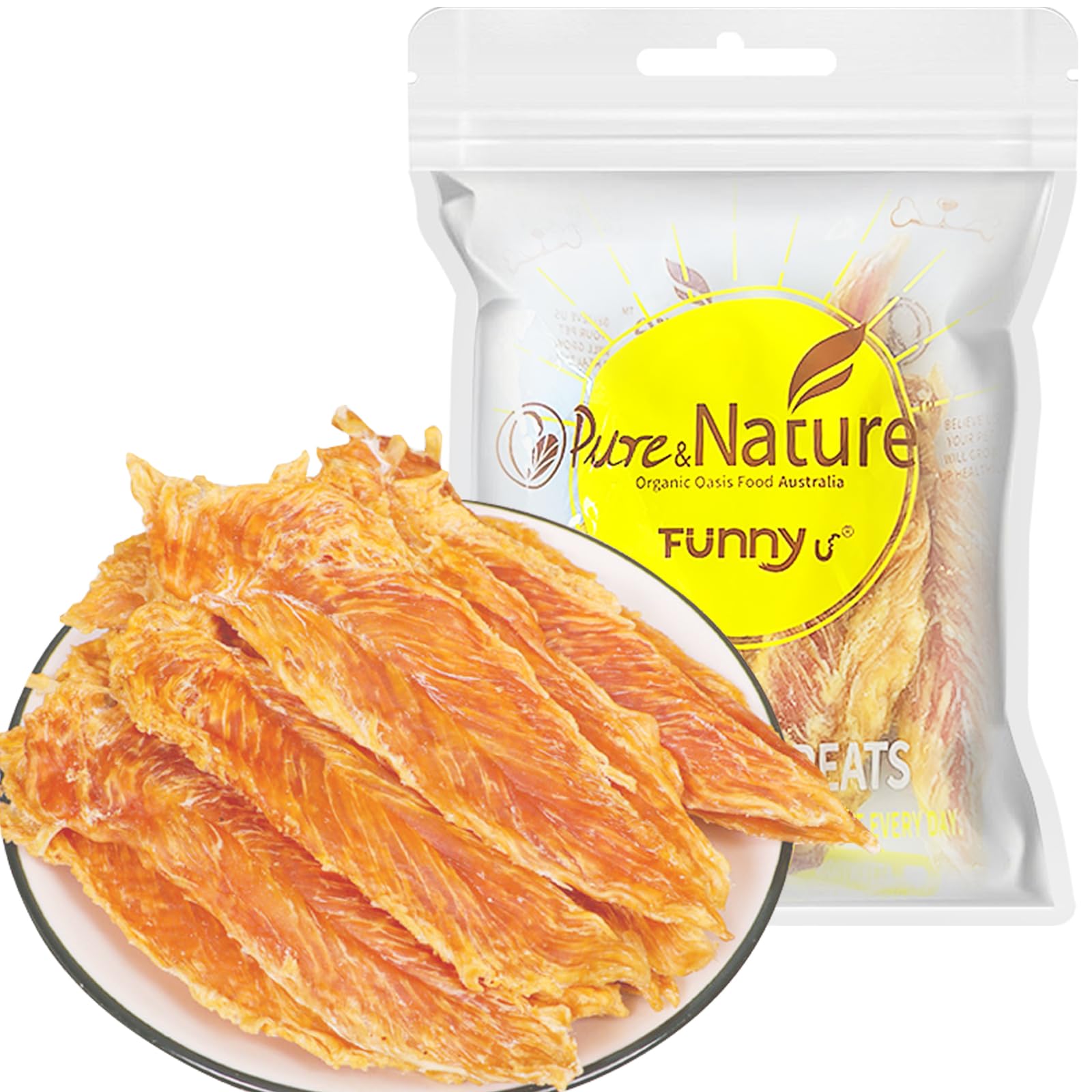 Premium Chicken Breast Jerky Fillets Dog Treats, Healthy Chicken Jerky Training Treats for Small Medium Large Dog 100g