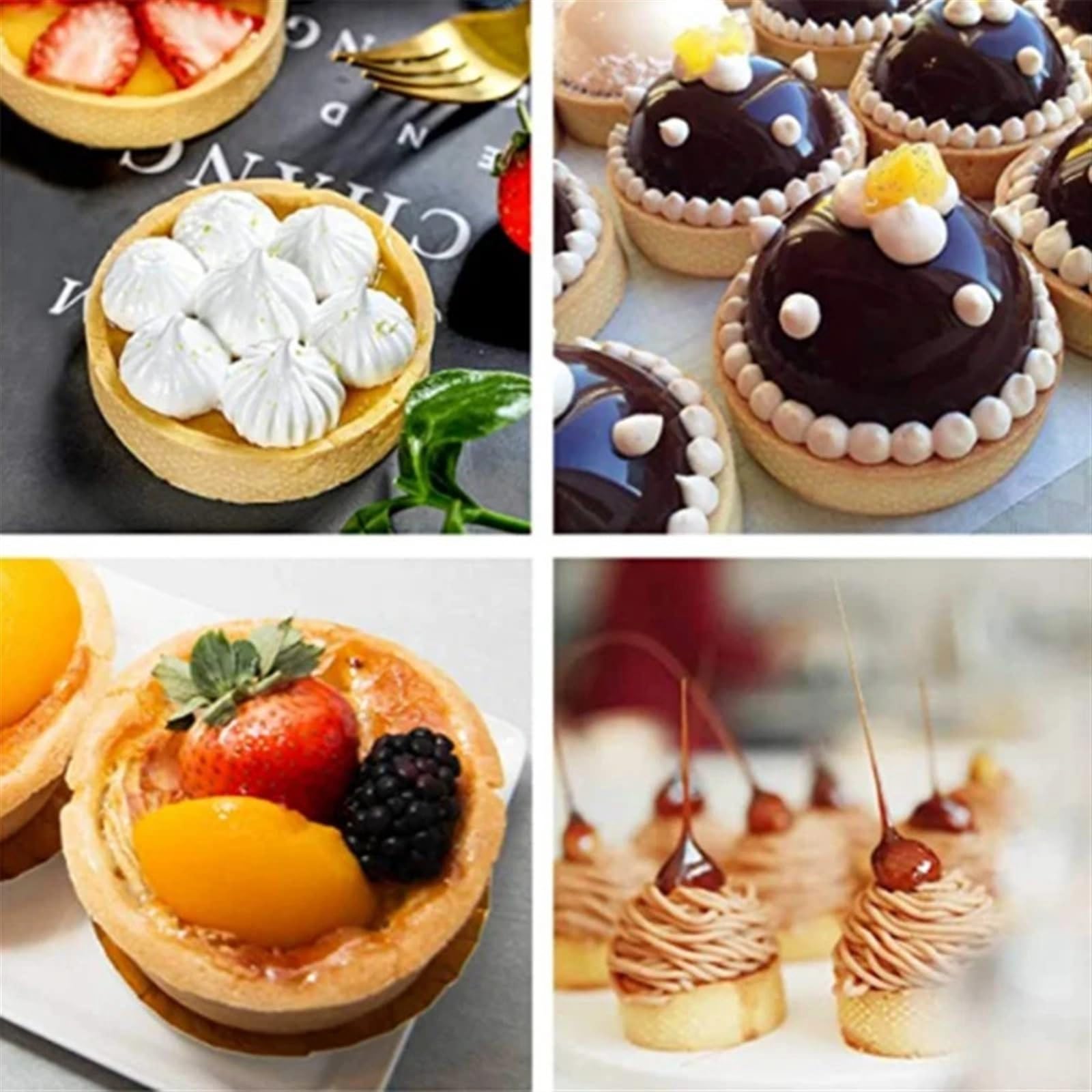Moule à Tarte en Acier Inoxydable, Moule à gâteau perforé, Moule à Tarte Rond à Double enroulement, Moule en métal Anneau De Tarte(8pcs 8cm)