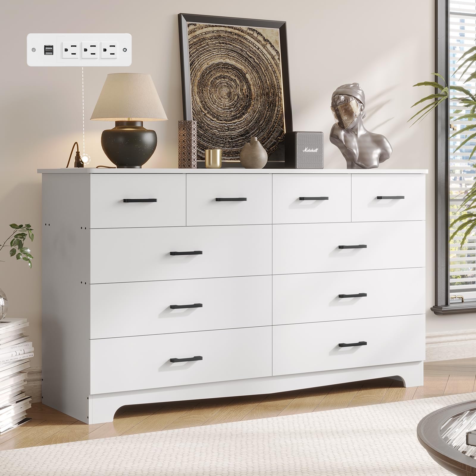 Amazon.com: EnHomee White Dresser, Dresser for Bedroom with 10 Wood ...