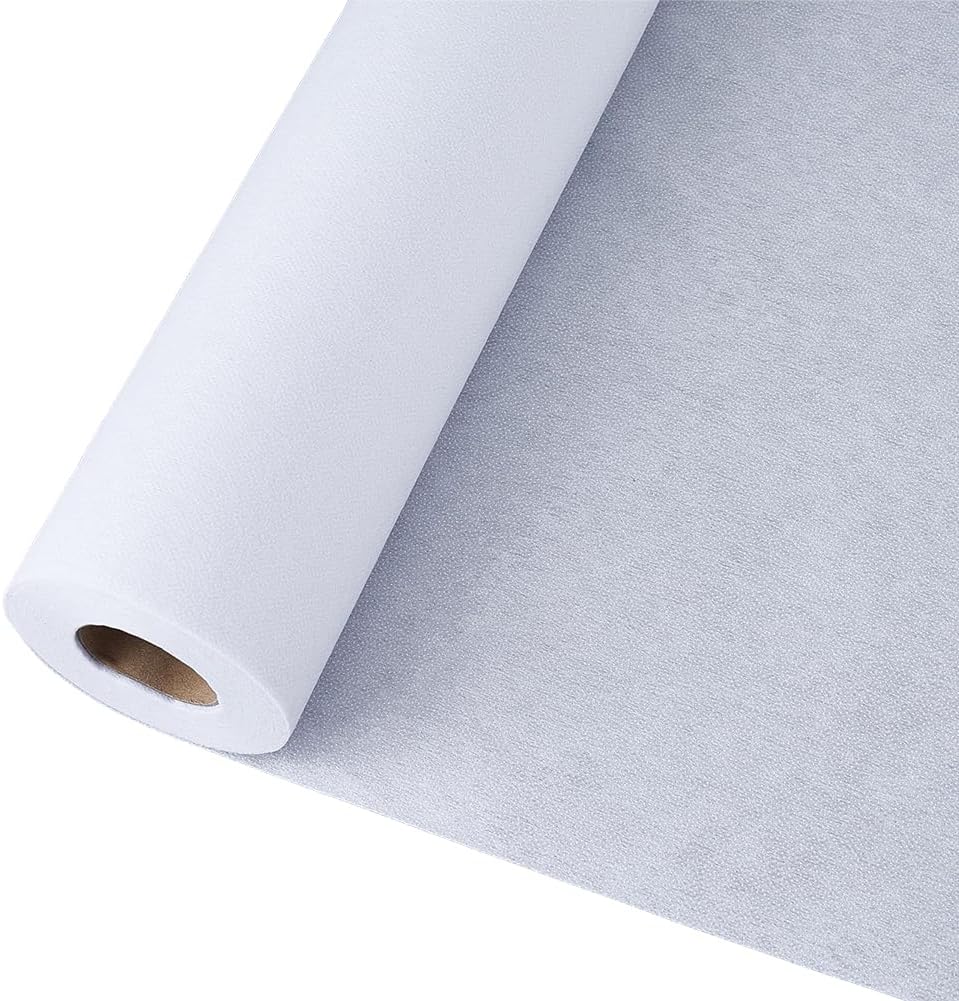 BENECREAT 30 Yards x 16.5 Inch Iron-On Non-Woven Fusible, Medium Weight Iron-On Non-Woven Fusible Interfacing for Sewing Crafting and Home Decor, White