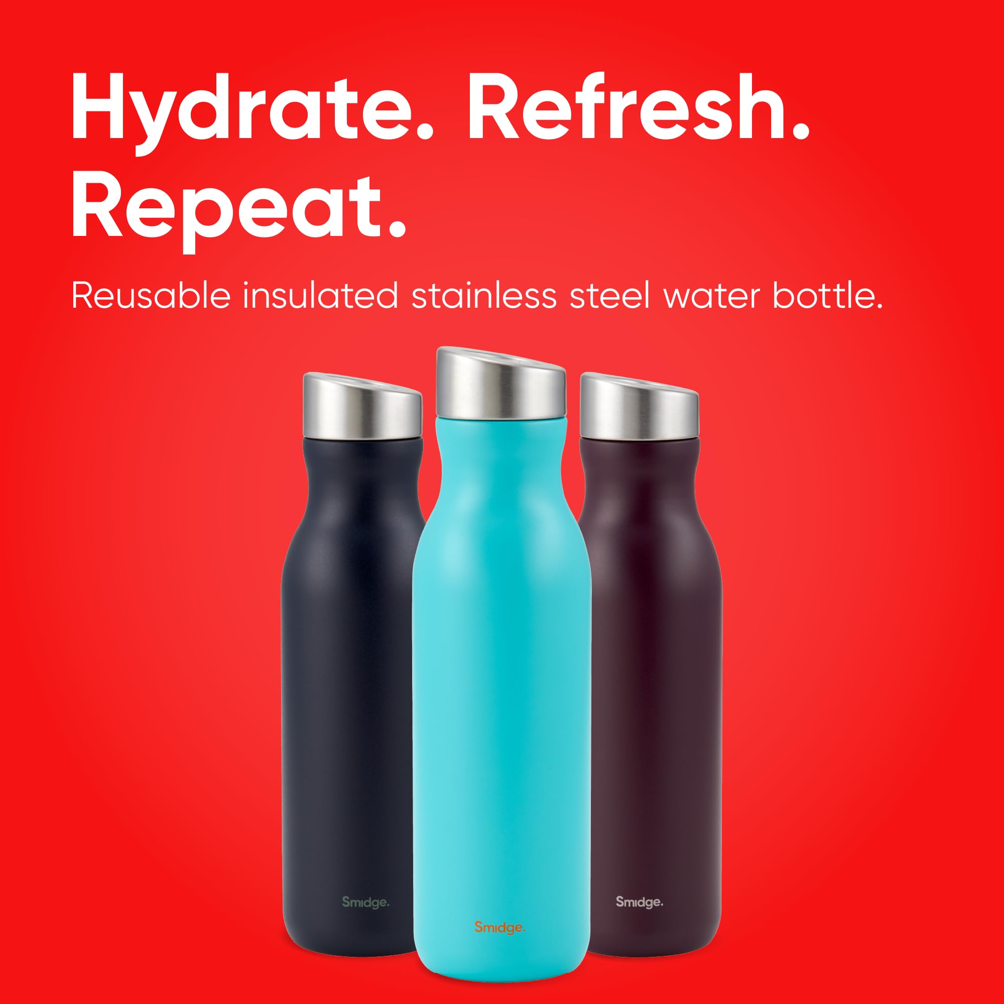 Smidge 500ml Stainless Steel Water Bottle, BPA-Free Insulated Water Bottle - Image 2