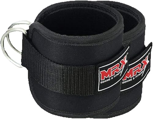 MRX - Correa de tobillo con anillo en D, polea para levantamiento de pesas, tobillera acolchada, correas de gimnasio