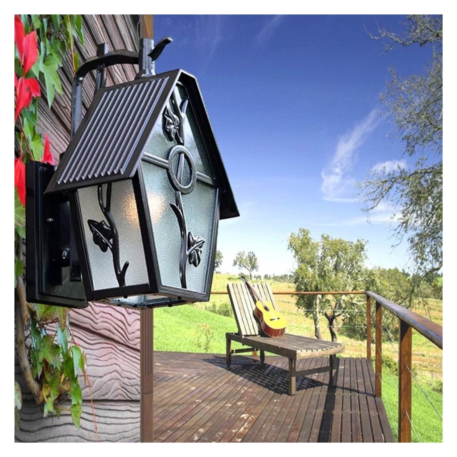 Apliques de pared LED, lámpara de pared exterior con forma de techo, estilo retro creativo, resistente al agua IP55, para jardín, terraza, pasillo, aplique de pared de aluminio, luz para patio, s