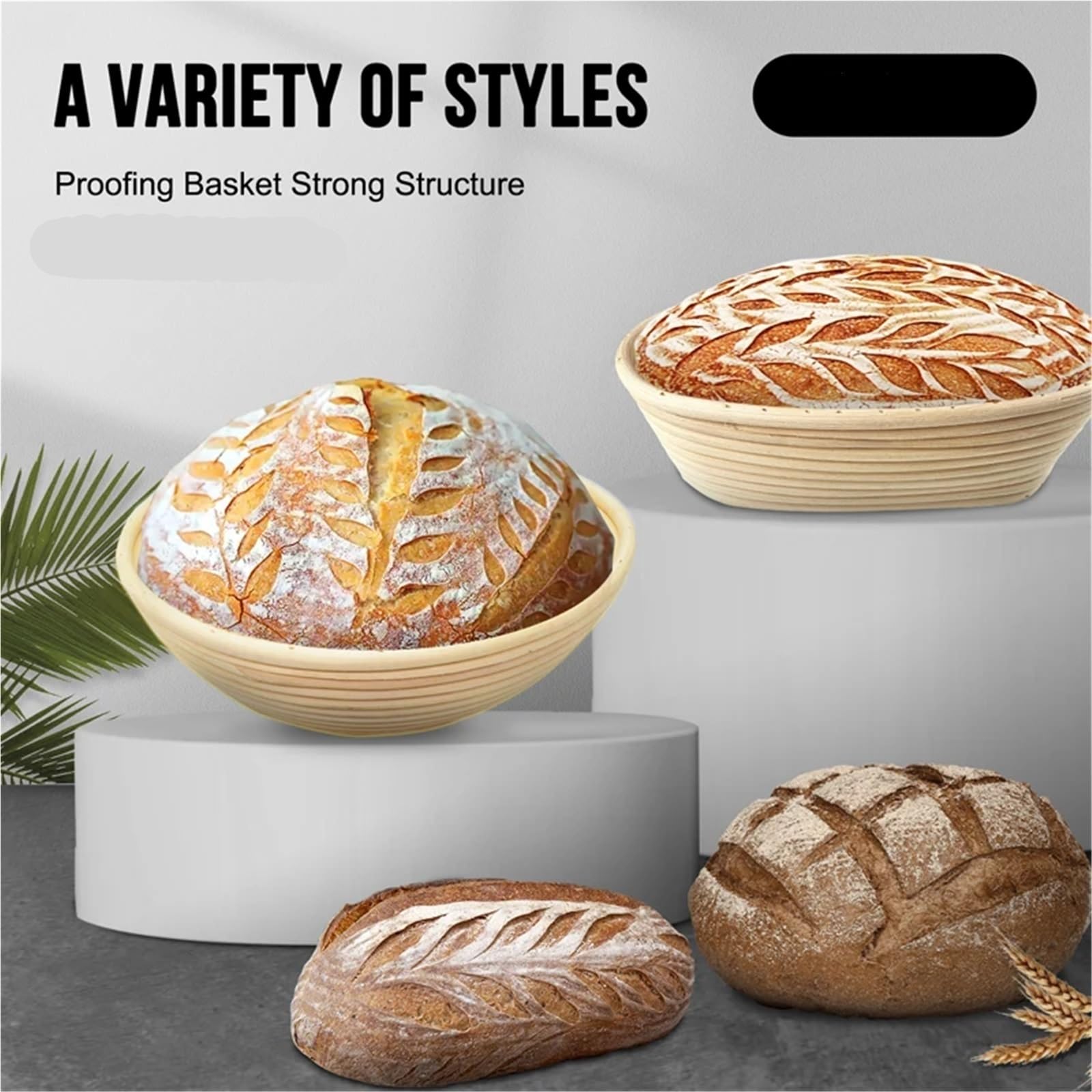 Cesta de fermentación pan, masa elíptica Circular, mimbre Natural, cesta tela transpirable Para Hornear Pan(Round-25 * 8.5cm)