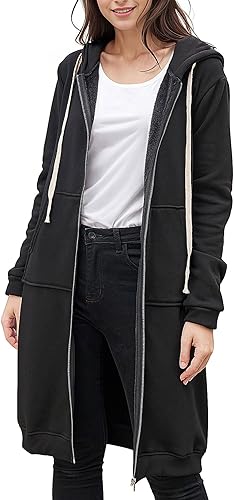 Ablanczoom Hoodies for Women Long Sweatshirts Comfortable Full Zip Up Hoodie Womens Fashion Fleece Sweatshirt with Pockets