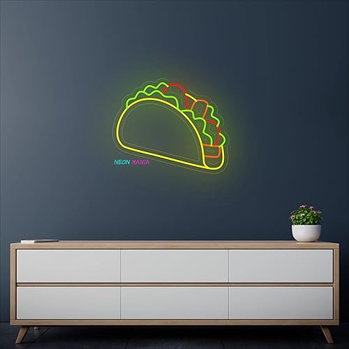 Miniatura 4 de Taco neon sign, tacos led light, mexican neon lights, mexican food led sign (40, Yellow)