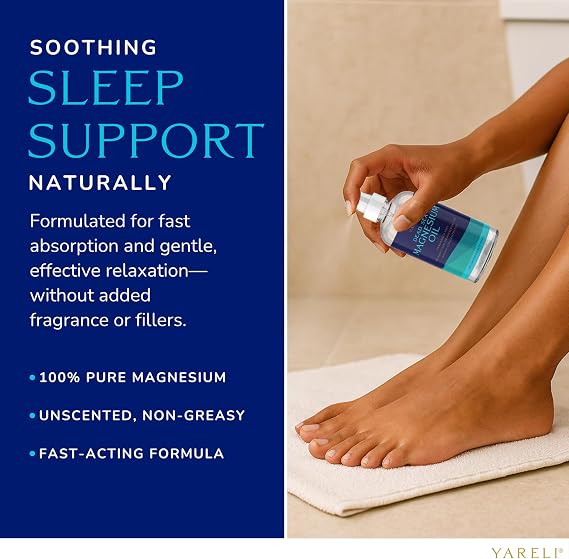 Yareli Magnesium Oil Spray, Ultra Absorbent High Strength Dead Sea Magnesium, 12oz, for Better Sleep and Muscle Relaxation