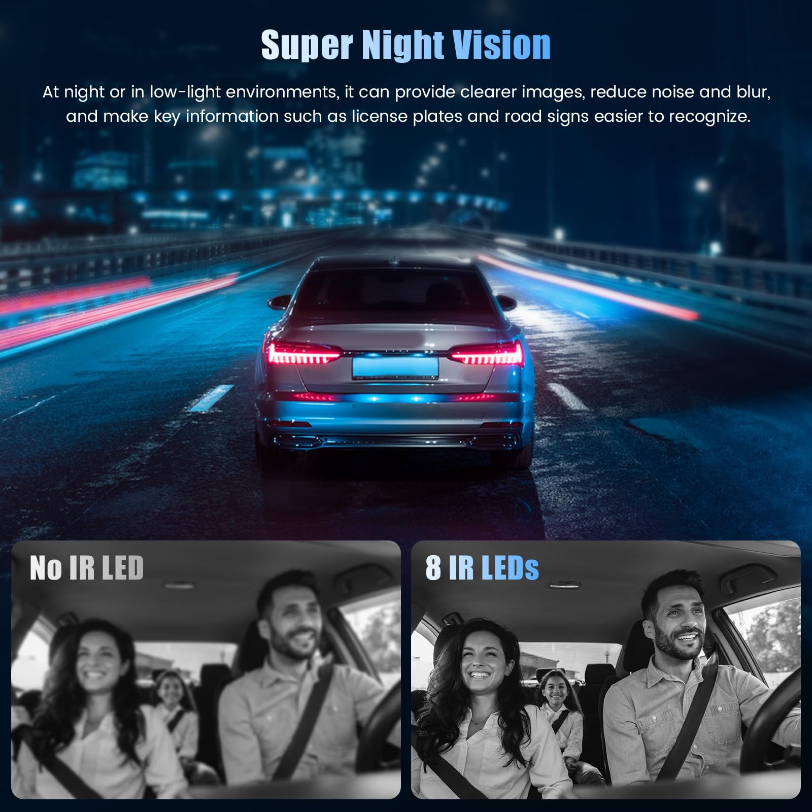Inefala 4K+4K Dashcam con Pantalla táctil Doble Lente, Dash CAM Coche con IPS 3,2'' Cámara para Coche con Tarjeta SD de 64GB Grand Angle Visión Nocturn WiFi App Controlcon Sensor G Grabación de Bucle