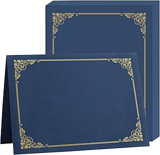 Misscom Certificate Holders 5 Packs Navy Blue,Diploma Holders Certificate Covers Gold Foil Border for Letter Size 8.5x11 Certificate Papers,Cardstock, Award, Graduation Documents