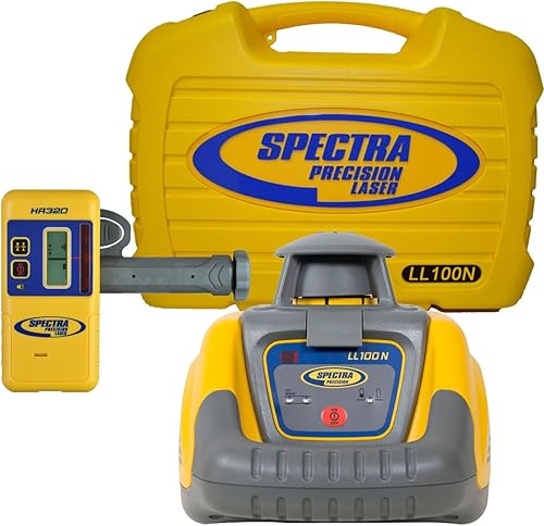 Spectra Precision LL100N Nivel láser, láser autonivelante con receptor HR320, abrazadera de varilla C59, baterías alcalinas, estuche de transporte,
