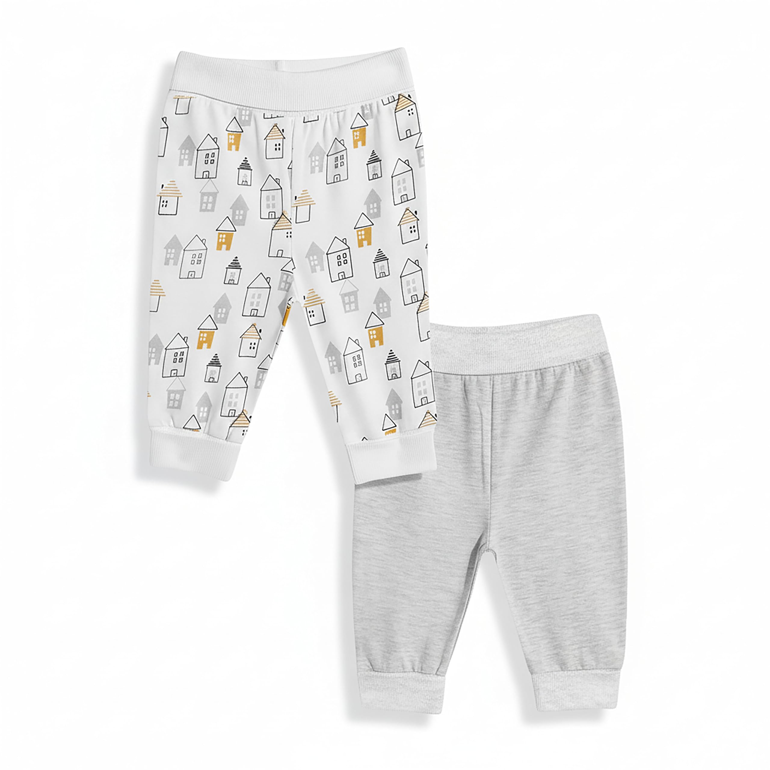 Mothercare Joggers Unisex Cotton Blend Baby Pants 2 Pack White Grey