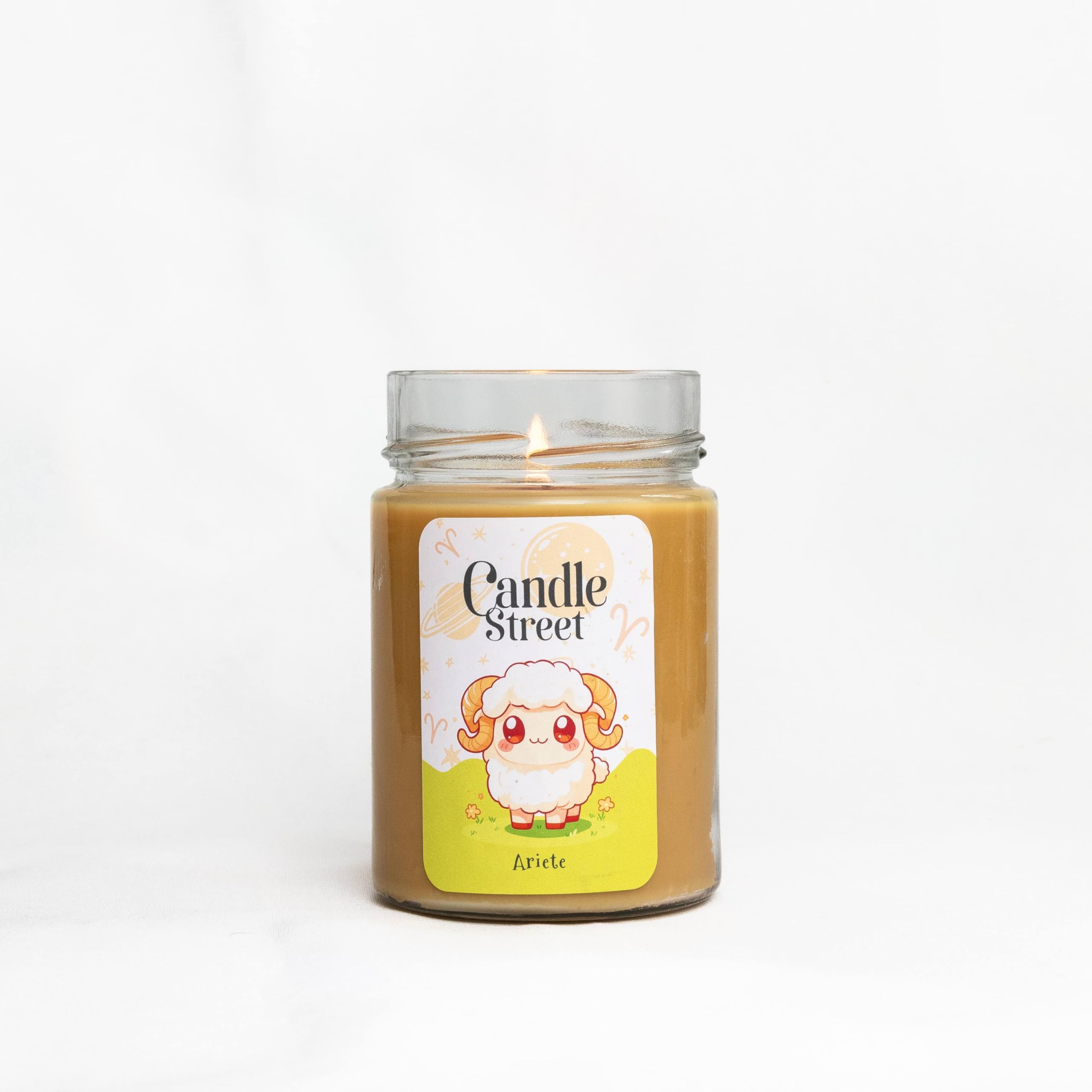 Candle Street | Widder-Zodiakalkerze | Duftkerze | Zimt-Zimtfraganz, schwarzer Pfeffer und Orange | 500 g - lange Brenndauer 100 h | handgefertigt, vegan, hergestellt in Italien | Geschenkidee