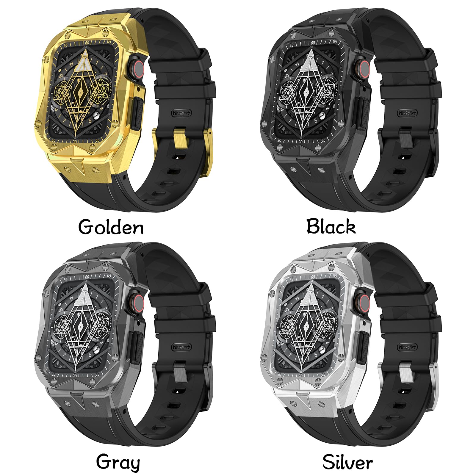 DAZE - Custodia protettiva compatibile con Apple Watch serie 9, 8, 7, 6, con custodia da 44 mm e 45 mm, in silicone monopezzo, resistente agli urti, in TPU durevole