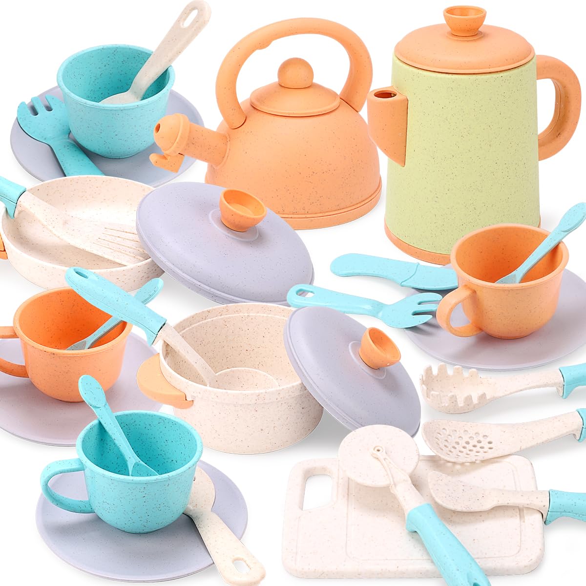 Kitchen Set for Kids, Play Kitchen Accessories Pretend Play Role Toys with  Cookware Pots and Pans, Cooking Utensils, Afternoon Tea Toy Playsets, Toys
