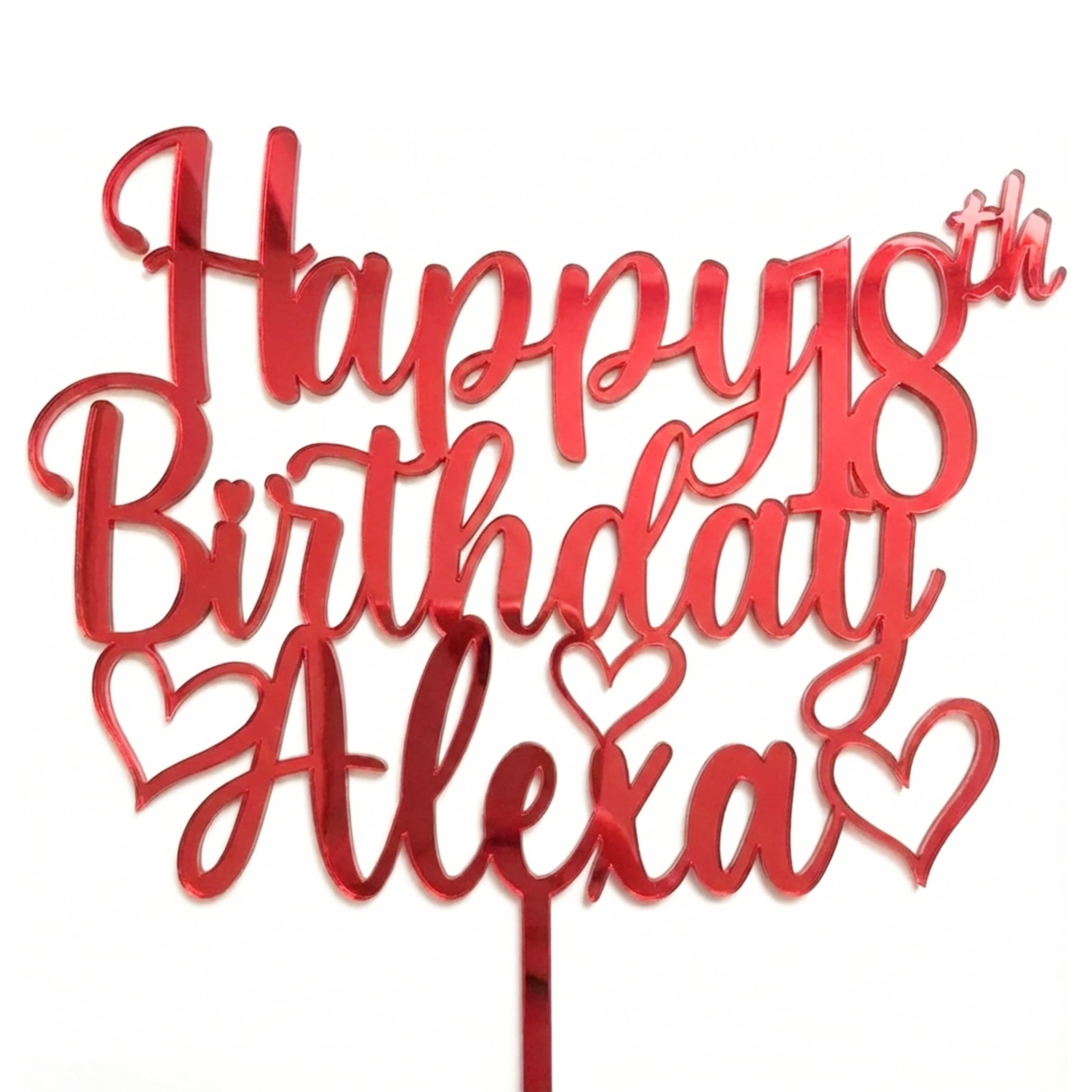 EKAM Personalised Acrylic Cake Topper, Customised Happy Birthday Custom Cake Topper, Any Name & Age Party Cake Decoration Gift for Milestone Birthdays and Special Celebrations (Red) โ image 1
