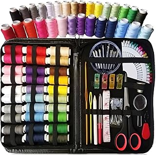 Retoo Nähset 112-teilig,30 Garnrollen,Nähzubehör,Schwarz,22,3 x 19 x 3,5 cm | Schere, Nadeln, Maßband, Fingerhut, Einfädler, Sicherheitsnadeln, Reißverschluss-Etui, für Zuhause, Reise, Camping