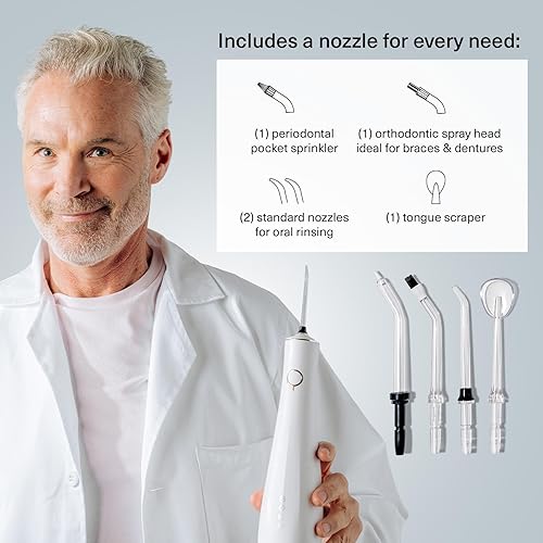 Miniatura 3 de Boka Irrigador de agua avanzado para limpieza de dientes, encías y aparatos ortopédicos con bolsa de viaje, 3 ajustes de presión, hilo dental