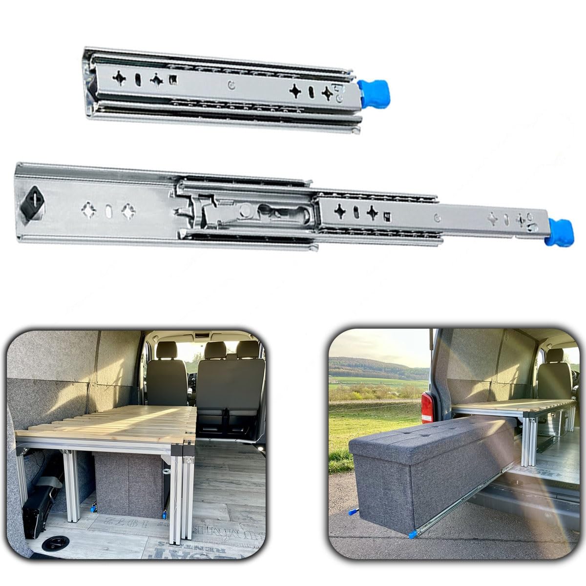 Guías de cajón de extensión completa ideales para furgonetas camper