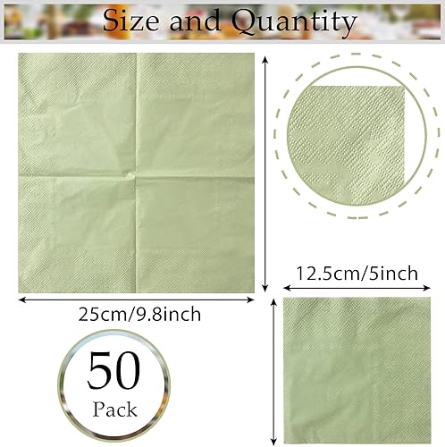 Miniatura 9 de 100 servilletas de 3 capas de color azul claro desechables plegadas de 5 x 5 pulgadas, servilletas de cóctel, servilletas de papel para cena, boda,