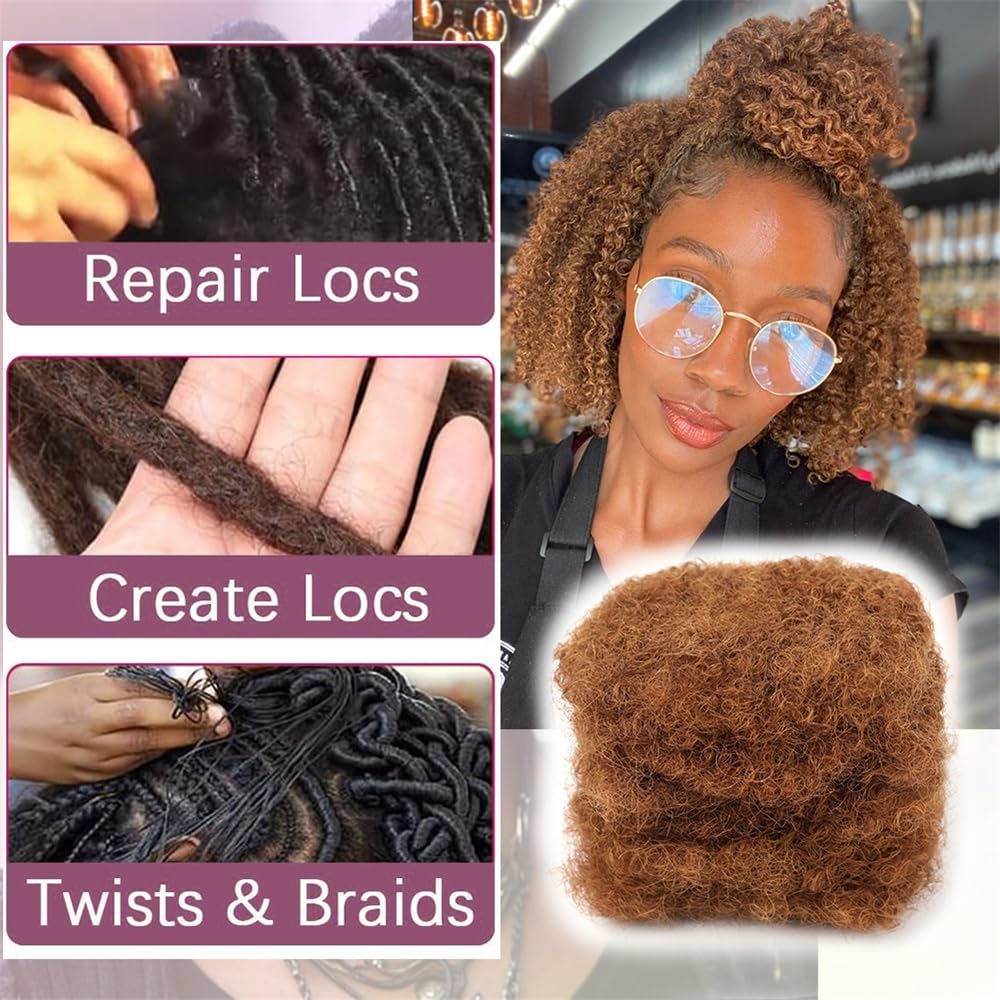 Splatanie włosów Afro Kinkys Bulk Human Hair #30 Auburn Reggae Dirty Braids Brazylijskie Naturalne Włosy Szydełkowe Dredy Kobieta(6inches)